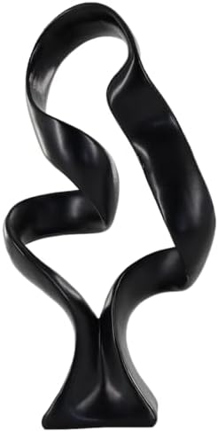 15" Modern Abstract Ribbon Decorative Sculpture, Knot Sculptures,Home Decor,Coffee Table Statues,Dining Living Room Desk Decor（Black） by LAIKEARTS