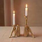 Kick Gold Leg Candle Holder, Golden, Single Metal Taper Candlestick - Image 4
