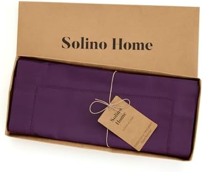 Solino Home Cotton Linen Table Runner Purple Hemstitch, 14 x 108 in - Image 4