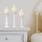 Candle Holders for Pillar Candles Set of 3 White Vintage Tall Candle Holders Decorative Large Table Centerpieces Candle Stand Decor - Image 5