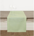 Solino Home 100% Linen Table Runner Green, Classic Hemstitch 14 x 72 in by SolinoHome