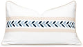 Hofdeco Premium Coastal Patio Indoor Outdoor Lumbar Pillow Cover Only, 12"x20" Water Repellent for Backyard, Couch, Neutral Tan Embroidered Frame Leafs with Piping by HofdecoPremium