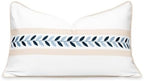 Hofdeco Premium Coastal Patio Indoor Outdoor Lumbar Pillow Cover Only, 12"x20" Water Repellent for Backyard, Couch, Neutral Tan Embroidered Frame Leafs with Piping by HofdecoPremium