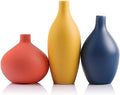 Colorful Ceramic Vase Set, Small Burnt Orange Blue Yellow Vases Home Decor,Fall Décor Modern Farmhouse Vases for Home Decor, Organic Decor Accents for Living Room, Table, Shelf, Entryway,Set of 3 by GAOSHENG