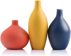 Colorful Ceramic Vase Set, Small Burnt Orange Blue Yellow Vases Home Decor,Fall Décor Modern Farmhouse Vases for Home Decor, Organic Decor Accents for Living Room, Table, Shelf, Entryway,Set of 3 by GAOSHENG