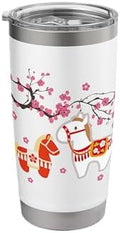 2026 Japanese Year of the Horse Red White Zodiac Figurine Stainless Steel Insulated Tumbler by Unknown