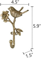 SOFFEE DESIGN 2pcs Metal Gold Coat Hooks with 3D Bird & Flowers Shape, Heavy Duty for Entryway, Bathroom, Bedroom Farmhouse Decoration - Image 6