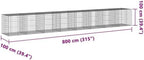 vidaXL Gabion Basket with Cover 315"x39.4"x39.4" Galvanized Iron - Image 3