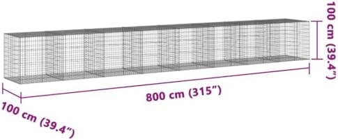vidaXL Gabion Basket with Cover 315"x39.4"x39.4" Galvanized Iron - Image 3