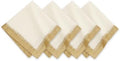 Villeroy & Boch Linen Blend Metallic Brushstroke Napkins, 21 Inches x 21 Inches, Set of 4, Ivory and Gold by ElreneHomeFashions