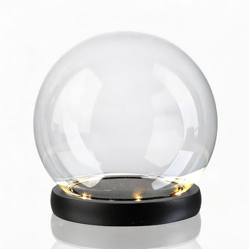 Cloche Glass Dome with LED Base, Round Glass Display Bell Jar, 6 Inch by ForCrystalLovers