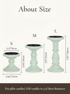 Wood Pillar Candle Holder: Distressed Sage Green Candle Stand - Image 6