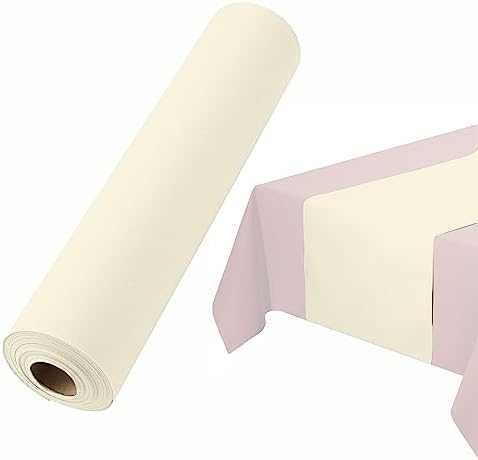 BloominGoods Disposable Table Runner for Dining Table, 16" 20-Pack Linen-Like Cream Paper Table Runners for Party, Wedding Or Event by BloominGoods