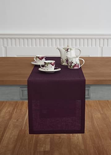 Solino Home 100% Pure Linen Table Runner Burgundy Long, Athena 14 x 132 in - Image 2