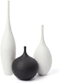 Relexome White Ceramic Vase Modern Wabi-Sabi Black Flower Vase Set of 3 Decorative Aesthetic Vases for Centerpieces Pampas Matte Minimalist Vases for Living Room Table Shelf Home Decor Gift by Relexome