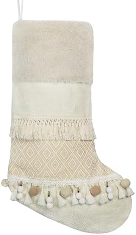 BHD BEAUTY 2025 New Farmhouse Bohemian Style Christmas Stocking Set of 6 Tassel Xmas Stocking Boho Macrame Decorations Mantel Hanging Ornament for Xmas Holiday Party - Image 5