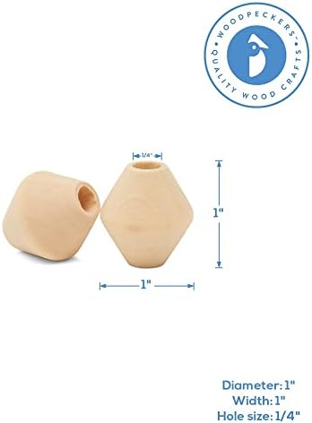 Wooden Bicone Bead 1 inch, Pack of 50, Table Decor, Wooden Beads for Crafts, Bead Necklaces, by Woodpeckers, Unfinished Wood Bead Garland - Image 3
