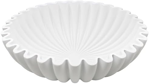YMXYJM Large Decorative Bowl, Modern Handicraft Bowls for Home Decor, Decorative Fruit Bowl for Kitchen Counter, Ruffle Bowl Decor, Stylish Key Bowl for Entry Table, White by YMXYJM