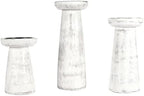 Homebia Design Wooden Candle Holder Set of 3 – 10, 8, 6 inch, Antique White - Image 7