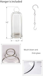 16" High Versatile Modern Metal Hurricane Lantern with Handmade Sturdy Glass Dome in Vintage White for Pillar Candle & Plants, Industrial, Farmhouse, Shabby Chic - Image 2