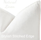 decorUhome Fall Cream White Linen Throw Pillow Covers 22x22 Set of 2 - Image 2