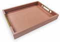 Wooden Decorative Coffee Table Tray, 16" Serving Tray with Gold Handles for Ottoman, Living Room, Perfume, Vanity Dresser Organizer (Mocha) by NELONY