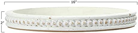 Creative Co-Op Round Decorative Wood Tray with Hobnail Edge, White - Image 3