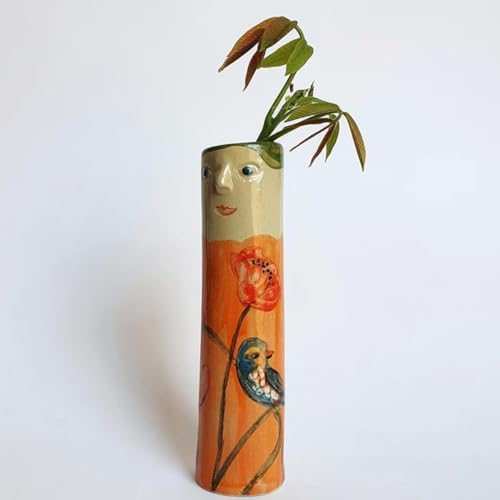 Spring Family Bud Vases, Resin Bohemian Family Vase, Girls Face Cute Hand Painted Vase, Cute Hand Character Vase, for Home Decor Living Room Personalized Decor (3PCS) - Image 5