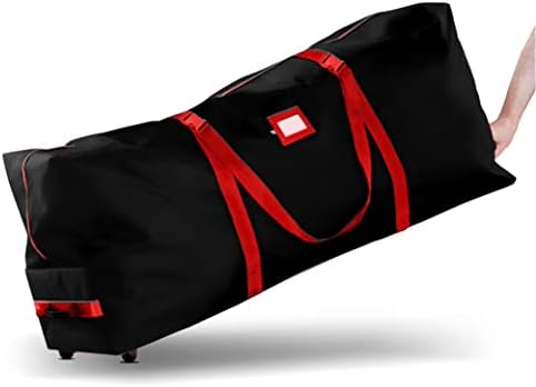 ZOBER 600D Oxford Fabric Rolling Christmas Tree Storage Bag - Fits 7.5 Ft Artificial Trees - Waterproof Christmas Tree Bag For Storage Box For Xmas, Durable Handles and Wheels - Card Slot - Black by ZOBER