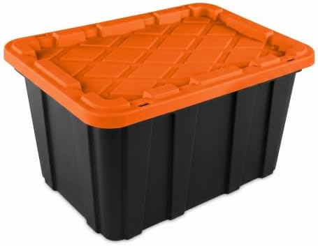 Sterilite 6 Pack 27 Gal Industrial Storage Tote with Snap Fit Lids, Orange - Image 2