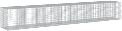 vidaXL Gabion Basket with Cover 275.6"x39.4"x39.4" Galvanized Iron - Image 7