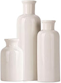 White Ceramic Vase Set - 3 White Small Vases, Farmhouse Country Flower Vase Home Decor, Living Room Decoration, Table Decoration, Fireplace Decor, and Entrance Decorations Centerpieces by QIANLING