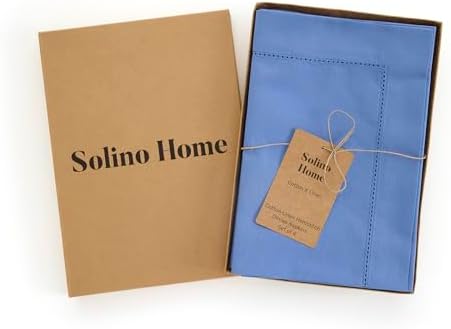 Solino Home Cotton Linen Napkins Dusty Blue Hemstitch, 20 x 20 in, Set of 4 - Image 4
