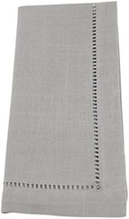 SARO LIFESTYLE Classic Hemstitch Cloth Napkins (Set of 12) - Elegant Everyday Dinner Napkins with Textured Fabric and Hemstitched Border for Dining Tables and Formal Entertaining, 20"x20", Grey - Image 2