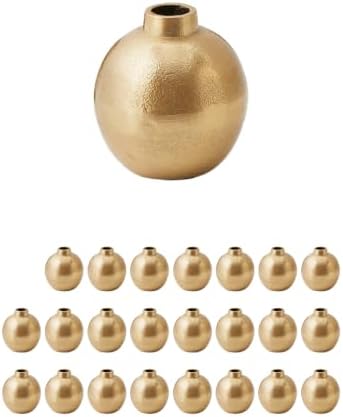 Serene Spaces Living Gold Floral Ball Bud Vases, Small Decorative Flower Vases for Wedding Centerpieces, Party Tables, Dining, Coffee Table & Fall Home Decor, 3.5" Tall x 3" Diameter, Set of 24 by SereneSpacesLiving