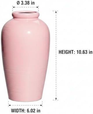 Ceramic Flower Vase - 11 Inch Large Pink Cute Vase for Centerpieces, Modern Decorative Vase for Living Room, Table, Kitchen, Shelf, Entryway, Bedroom, Mantel Decor - Image 2