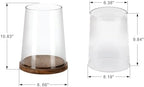 8" Wide Glass Hurricane Candle Holders with Handmade Sturdy Glass Sleeves and Vintage Natural Wood Base for Pillar Candle & Plants, Industrial, Farmhouse, Display Cloche Bell Jars, Table Centerpiece - Image 2