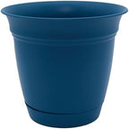 The HC Companies Eclipse Round Planter with Saucer - Outdoor & Indoor Plant Pot with Drainage Holes - Lightweight, UV-Resistant Plastic Pots for Plants, Flowers & Herbs (16" Peacock, Pack of 1) by TheHCCompanies
