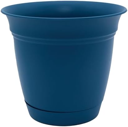 The HC Companies Eclipse Round Planter with Saucer - Outdoor & Indoor Plant Pot with Drainage Holes - Lightweight, UV-Resistant Plastic Pots for Plants, Flowers & Herbs (16" Peacock, Pack of 1) by TheHCCompanies