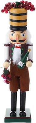 Blosssound 15" Christmas Wine Nutcracker Decor Wooden Grape Wine Steward by Blosssound