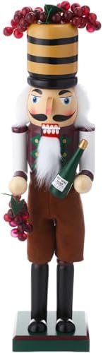 Blosssound 15" Christmas Wine Nutcracker Decor Wooden Grape Wine Steward by Blosssound