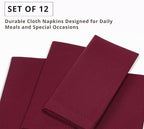 PurpleEssences Hemstitch Cloth Napkins 18x18 in Set of 12 - Burgundy - Image 6