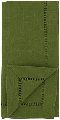 SARO LIFESTYLE Classic Hemstitch Cloth Napkins (Set of 12) - Elegant Everyday Dinner Napkins with Textured Fabric and Hemstitched Border for Dining Tables and Formal Entertaining, 20"x20", Kiwi - Image 2