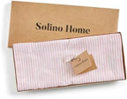 Solino Home 100% Linen Table Runner, 14 x 90 in, Peach and White Striped - Image 6