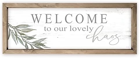 Welcome To Our Lovely Chaos Rustic Wood Wall Sign With Frame 6x18 by MRC+Wood+Products