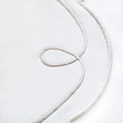 16.5 Inch Ribbon Twirl Embroidery Round Placemats Set of 4, Scalloped Round Table Mats for Party Kitchen Dining Decoration, Gray - Image 2
