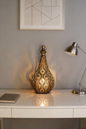 11.6inch Moroccan Lantern Lamp Decorative Candle Holders for Ramadan Decorations, Hanging, Outdoor Patio or Porch, Indoor Home Decor（Gold） - Image 5