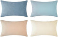 MONDAY MOOSE Decorative Throw Pillow Covers Cushion Cases, Set of 4 Soft Velvet Modern Designs, Mix and Match for Home Decor, Pillow Inserts Not Included (12x20 inch, Beige/Light Blue) by MondayMoose