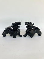 Pair of Pixiu Fengshui Statue, Black Obsidian Gemstone Pixiu Statue, Home Decoration Gift Idea Lunar New Year (5.9" L) by NATURALMARBLE