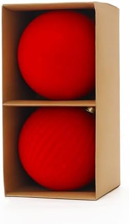 6In Large Red Velvet Christmas Ornaments Set,2Pcs Flocked Ornaments Balls by Senjie